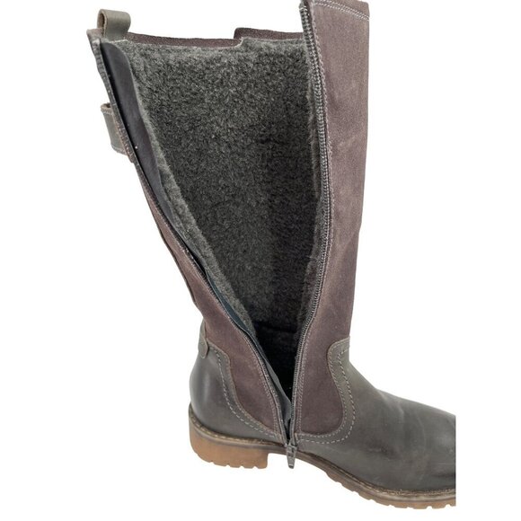 Bulle Dry‎ Womens Gray Leather Suede Knee-High Boots Shearling - Picture 4 of 9